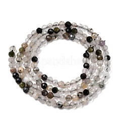 Natural Tourmalinated Quartz Beads Strands&nbsp;G-A318-A03-3mm-01
