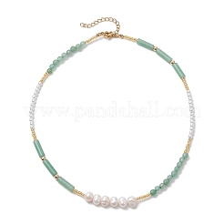 Natural Gemstone & Natural Pearl & Glass Seed Beaded Necklaces for Women&nbsp;NJEW-JN05094
