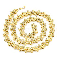 Rack Plating Brass Pave Cubic Zirconia Butterfly Link Necklaces&nbsp;NJEW-A031-03G-05