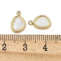 Ion Plating(IP) 304 Stainless Steel Pave Natural White Shell Nuggets Charms&nbsp;STAS-B075-29G