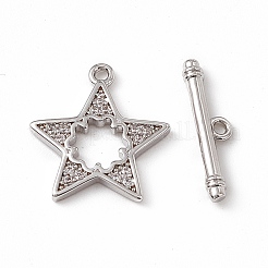 Brass Micro Pave Clear Cubic Zirconia Toggle Clasps&nbsp;KK-K271-05P