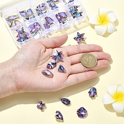 49Pcs 10 Style Electroplate Glass Charms&nbsp;GLAA-YW0003-48