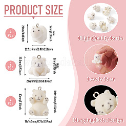 6Pcs 3 Styles Flocky Opaque Resin Pendants&nbsp;RESI-TA0005-34