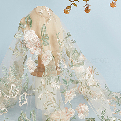 Flower Pattern Polyester Lace Fabic&nbsp;DIY-WH0888-204B