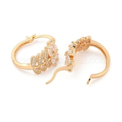 Brass Micro Pave Clear Cubic Zirconia Hoop Earrings&nbsp;EJEW-A107-05E-KCG