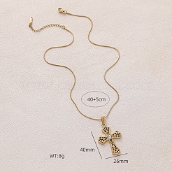 304 Stainless Steel with Clear Glass Hollow Cross Pendant Necklaces for Women&nbsp;CZ9498