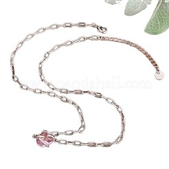 Brass Cubic Zirconia Diamond Pendant 304 Stainless Steel Paperclip Chain Necklaces for Women&nbsp;WG082DA-01