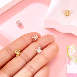 5Pcs 5 Colors Rack Plating Brass Micro Pave Cubic Zirconia Beads&nbsp;KK-TA0001-69