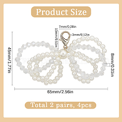 2 Pairs Bowknot ABS Imitation Pearl Shoe Lace Decorations&nbsp;DIY-SP0002-83B