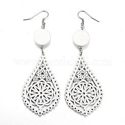 Trendy Teardrop Wood Dangle Earrings&nbsp;EJEW-F062-L