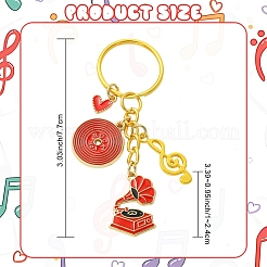 Alloy Enamel Disc & Gramophone & Musical Note Pendant Decorations&nbsp;KEYC-YW00286-01