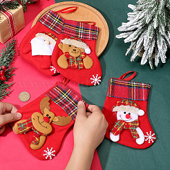 12Pcs 4 Styles Cloth Christmas Stocking Gift Bag Pendant Decoration&nbsp;FIND-SP0020-60C