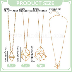 3Pcs 3 Sizes 304 Stainless Steel Cuboid Link Chain Macrame Pouch Empty Stone Holder Necklace Making&nbsp;NJEW-UN00013