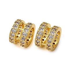 Brass Micro Pave Cubic Zirconia European Beads&nbsp;KK-F911-12G