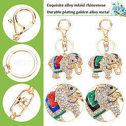 2Pcs 2 Colors Cute Elephant Enamel Rhinestones Pendant Keychain&nbsp;KEYC-WR0001-40