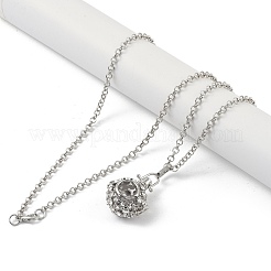 Brass with Rhinestone Pendant Necklaces&nbsp;NJEW-G089-03D-P