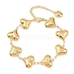 304 Stainless Steel Heart Link Chain Bracelets for Valentine's Day Gift&nbsp;BJEW-D359-17A-G