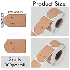 2Rolls 2 Styles Kraft Paper Self-Adhesive Sticker&nbsp;DIY-BBC0002-70