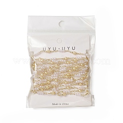 Rack Plating Brass Round Beaded Link Chains&nbsp;CHC-C026-13