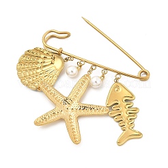 Marine Animal 304 Stainless Steel Enamel Pendant Brooches&nbsp;SA-E001-04G-B