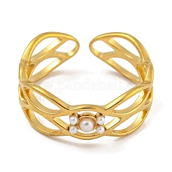 304 Stainless Steel Hollow Open Cuff Ring for Women&nbsp;RJEW-U015-05G