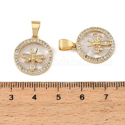 Brass Micro Pave Clear Cubic Zirconia Pendants&nbsp;CU-CBA9175-28G