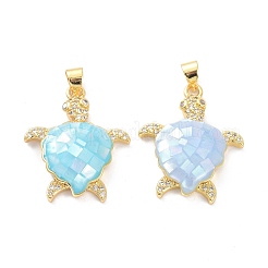 Real 18K Gold Plated Brass Micro Pave Clear Cubic Zirconia Pendants&nbsp;X-KK-D004-05G-C