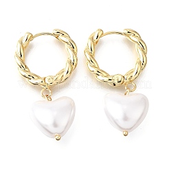 Brass ABS Plastic Pearl Hoop Earrings for Women&nbsp;EJEW-G430-05G