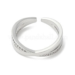 Brass Micro Pave Cubic Zirconia Open Cuff Ring&nbsp;LS-RJEW-A040-06P