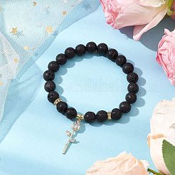 Natural Lava Rock Beaded Stretch Bracelets&nbsp;BJEW-JB11000-02