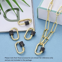 Brass Micro Pave Cubic Zirconia Screw Carabiner Lock Charms&nbsp;ZIRC-E164-08G