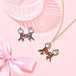 2 Pairs 2 Colors Valentine's Day 304 Stainless Steel Enamel Magnetic Pendants&nbsp;STAS-FS0002-08