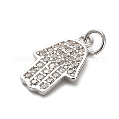 925 Sterling Silver Micro Pave Clear Cubic Zirconia Hamsa Hand Pendants&nbsp;STER-U009-05P
