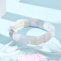 Square Natural Banded Agate(Dyed & Heated) Beaded Stretch Bracelets for Women Men&nbsp;GG-CBA9ACE-B17