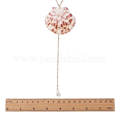 Natural Sea Shell Big Pendant 304 Stainless Steel Satellite Chain Long Tassel Y Necklaces for Women&nbsp;NJEW-JN06297