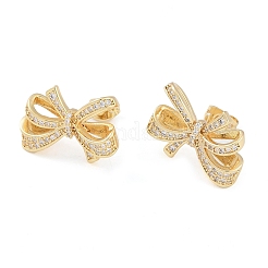 Brass Pave Clear Cubic Zirconia Stud Earrings for Women&nbsp;EJEW-S225-07G