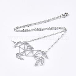 Non-Tarnish 201 Stainless Steel Pendant Necklaces&nbsp;NJEW-T009-JN035-1-40