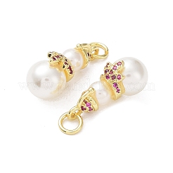 Brass & Cubic Zirconia & Plastic Imitation Pearl Pendants&nbsp;KK-G469-09G