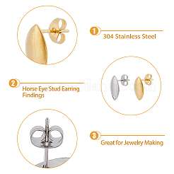 40Pcs 2 Colors 304 Stainless Steel Stud Earring Findings&nbsp;STAS-DC0014-87