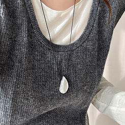 Alloy Irregular Teardrop Pendant Adjustable Black Waxed Cord Necklaces&nbsp;WG2ADC6-01