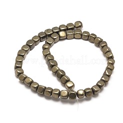 Cube Natural Pyrite Beads Strands&nbsp;G-G-I126-18-6x6mm