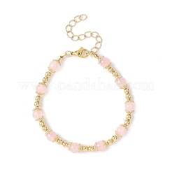 Natural Rose Quartz Round Beaded Bracelets for Women&nbsp;BJEW-JB12875-01