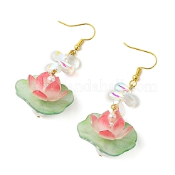 Lotus Glass Dangle Earrings&nbsp;EJEW-TA00812