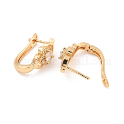 Brass Micro Pave Clear Cubic Zirconia Hoop Earrings&nbsp;EJEW-A107-09D-KCG