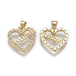 Brass Micro Pave Clear Cubic Zirconia Pendants&nbsp;ZIRC-A011-09G