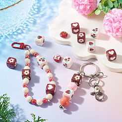 10Pcs 5 Styles Opaque Printed Acrylic Beads&nbsp;MACR-TA0002-96