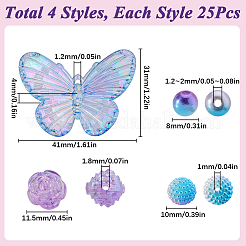 100Pcs 4 Styles  Acrylic Beads&nbsp;OACR-SC0001-66