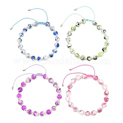 Adjustable Drawbench & Baking Paint Glass Round Braided Bead Bracelets for Women Men&nbsp;BJEW-JB13587