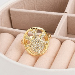 Rack Plating Brass Micro Pave Clear Cubic Zirconia Cuff Rings for Women&nbsp;RJEW-M028-110G