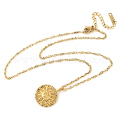 304 Stainless Steel Zodiac Sun Pendant Necklaces for Women&nbsp;NJEW-B130-02G